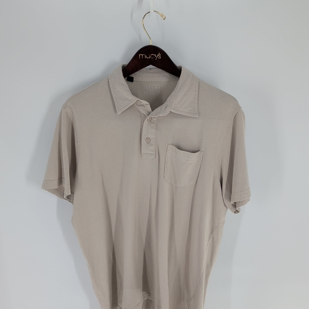 Jachs New York Short Sleeve Collared Classic Pullover Polo Shirt Beige Size L